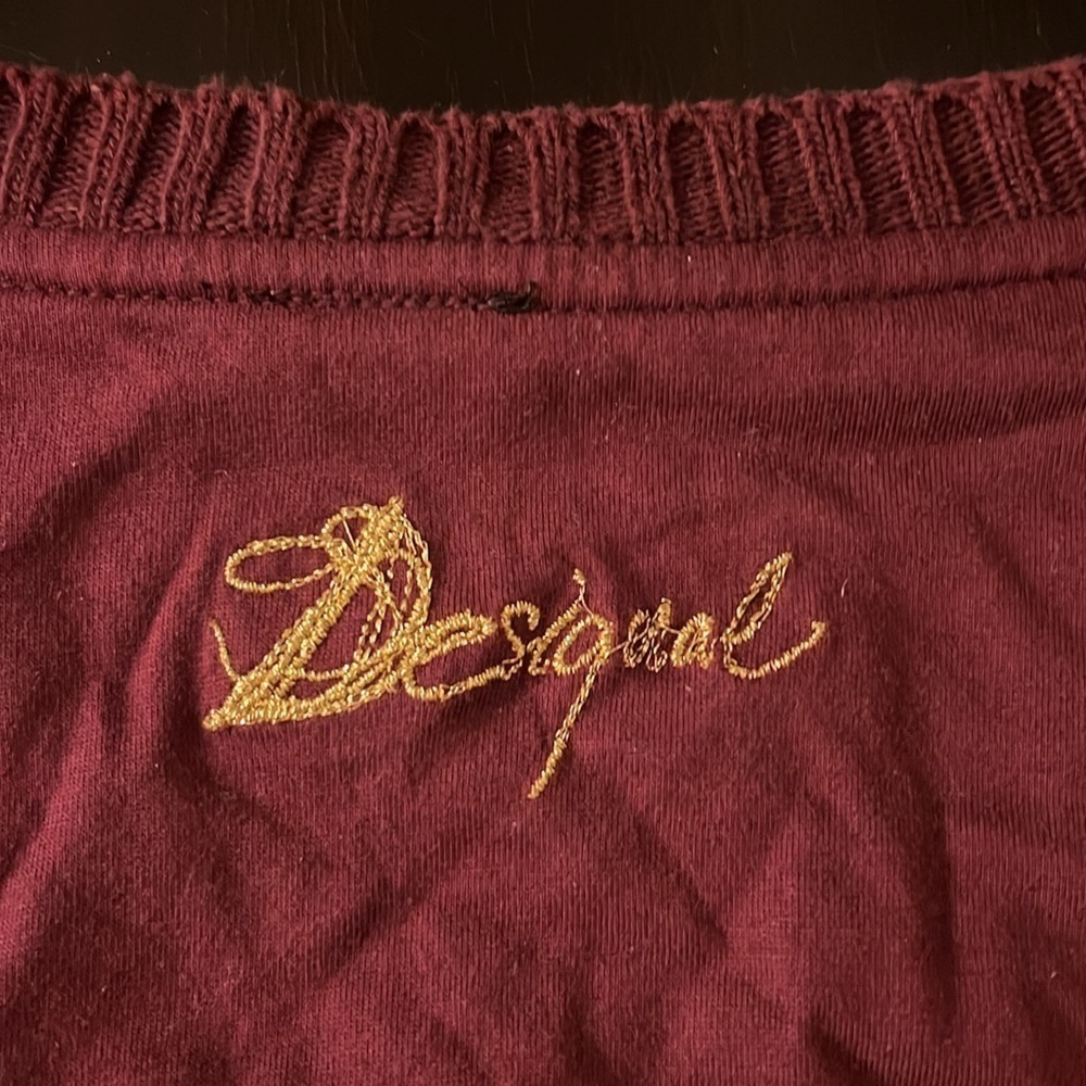Desigual geometric print Top, long sleeve, burgundy. Size M - Picture 4 of 11